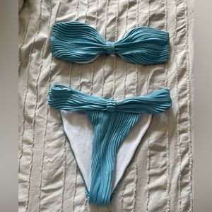 Blue ribbed bikini